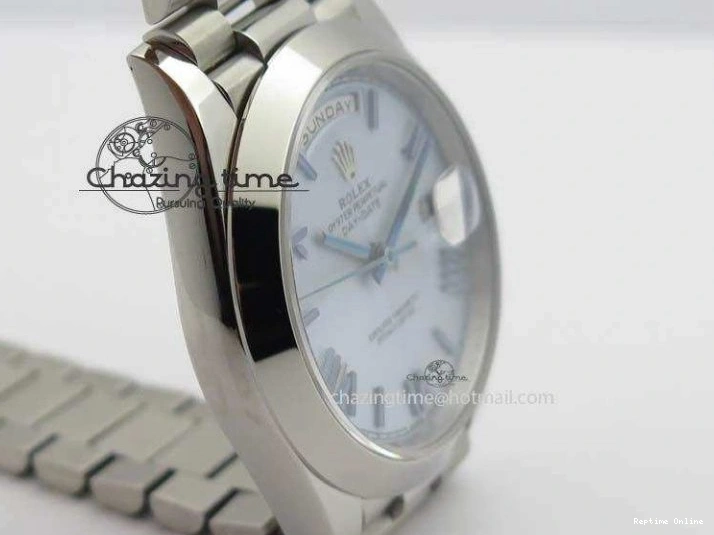 0521 Day-Date 40mm 228206 SS Noob 1:1 Best Edition Quadrant Textured Ice Blue Dial On SS Bracelet A Timeless 3801